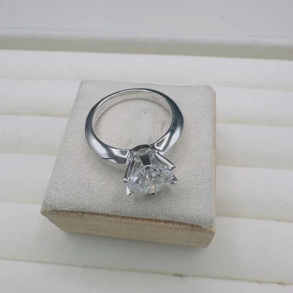 Moissanite Solitaire Engagement Ring 3.0Ct 9Mm Size 7 GRA Certified - Picture 11 of 12